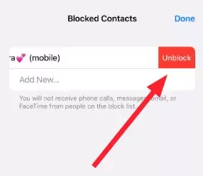 Unblock Contact in iOS